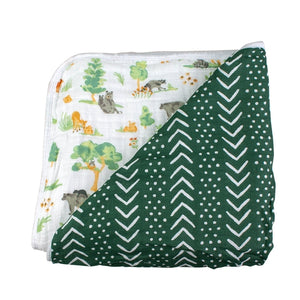 Green Mudcloth Reversible Baby Quilt