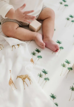 Palm Tree Muslin Crib Sheet