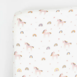 Unicorn and Rainbow  Muslin Crib Sheet