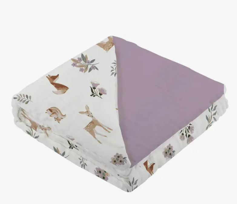 Wildlife and Purple Reversible Baby Quilt