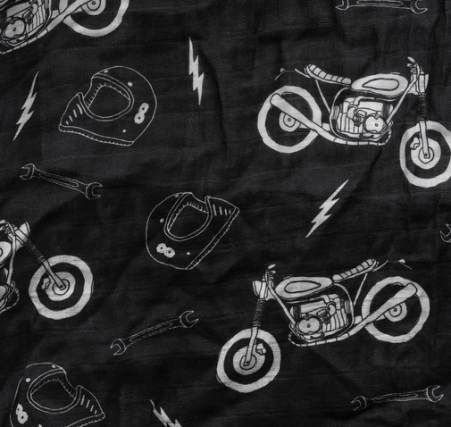 Motorcycle Themed Muslin Swaddle