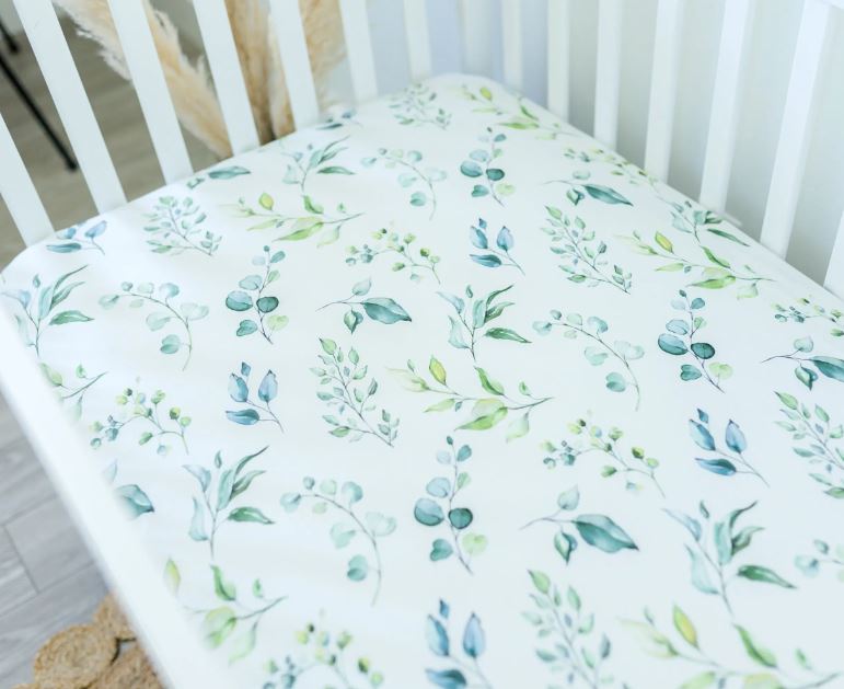 Greenery and Leaves Crib Sheet