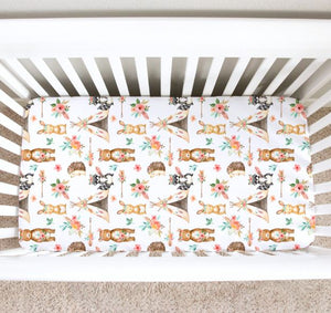 Boho Animal  Crib Sheet