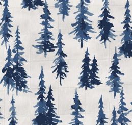 Blue Pine Tree Forest Muslin Crib Sheet