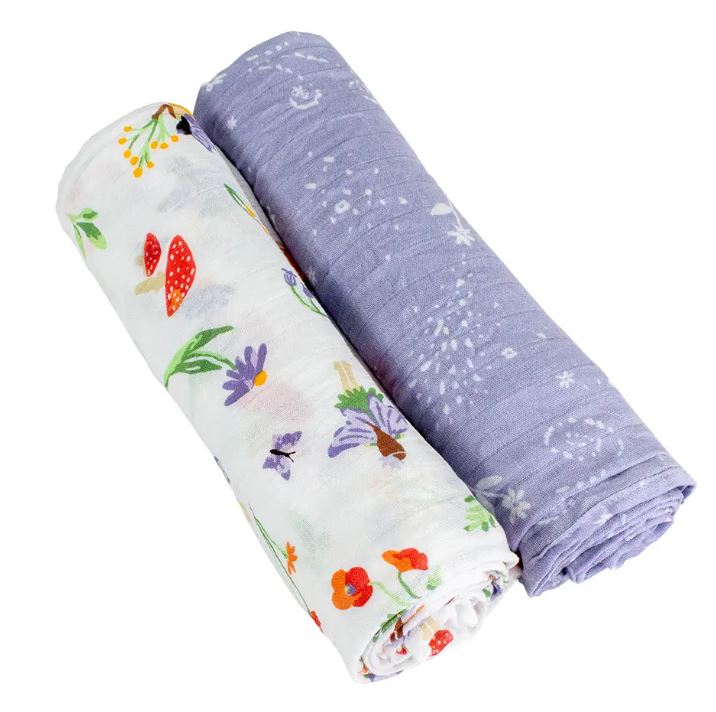 2PK Fairy and Purple Swaddle Blankets