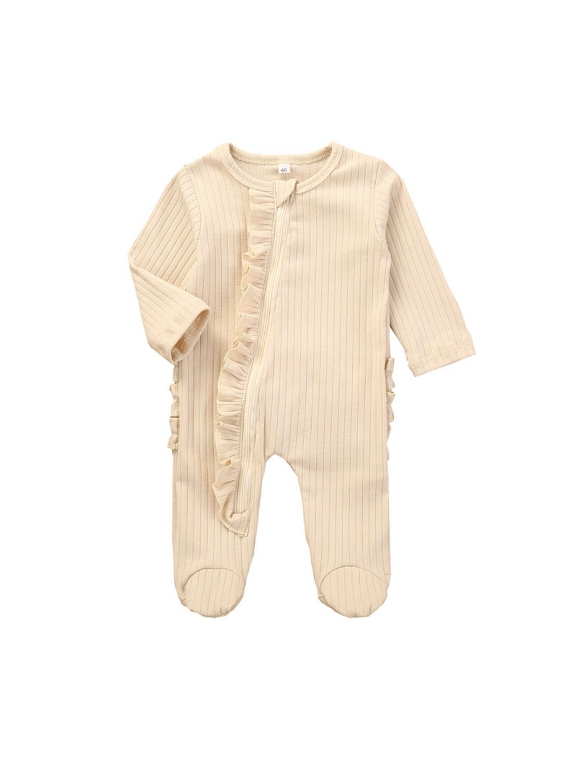 Ruffle Ribbed Footed Onesie