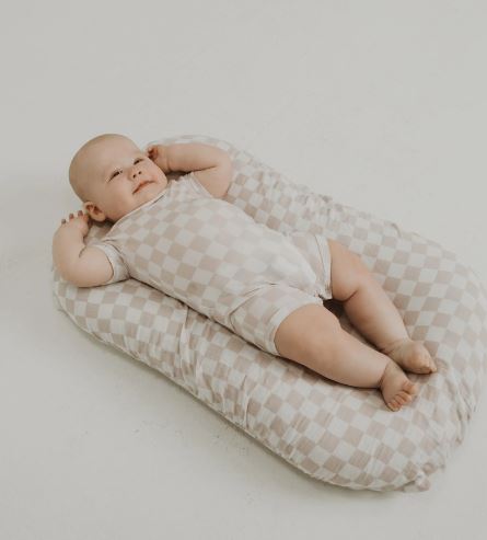 Tan and White Checkered Changing Pad Cover