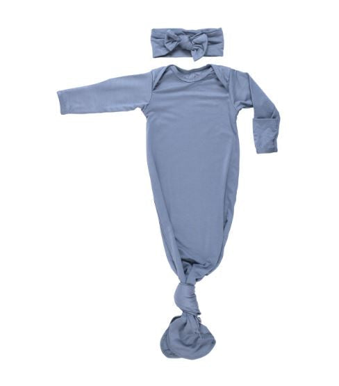 Steel Grey  Knotted Gown with Matching Bow