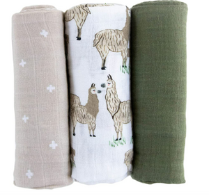 3PK Llama Theme Swaddle Blankets