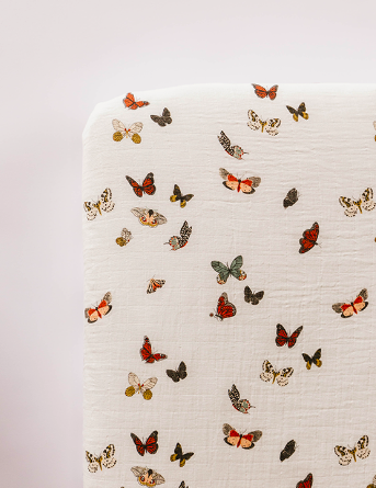 Butterfly Migration Muslin Crib Sheet