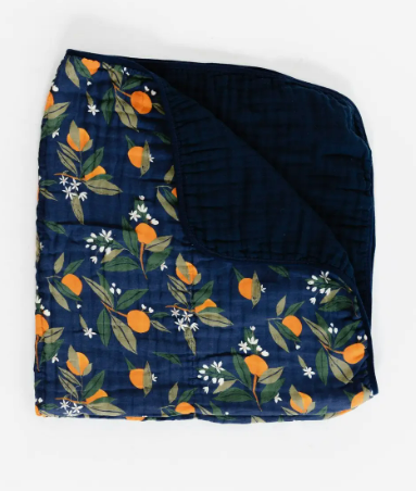 Blue Clementine Reversible Baby Quilt