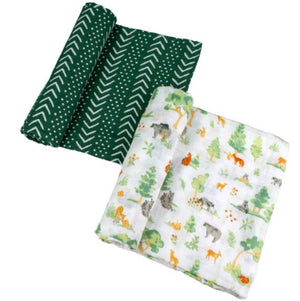 Forest Friends + Mudcloth Swaddle Blankets