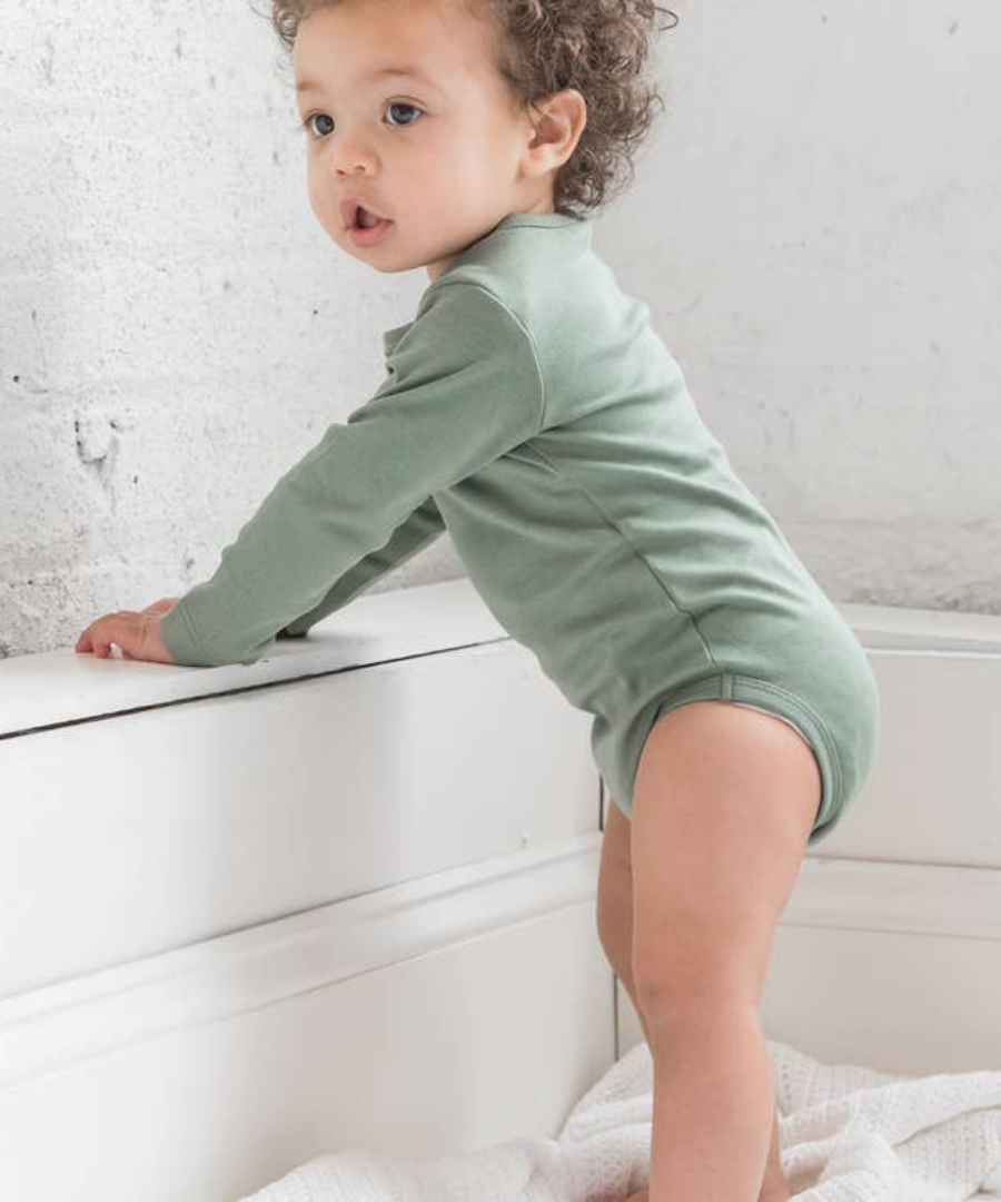 Sage Green Organic Long-Sleeved Body Suit