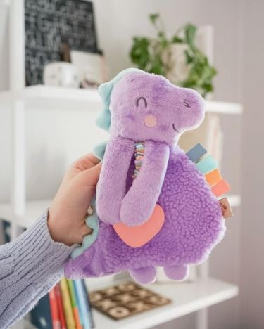Green Dino Plush Lovey with Silicone Teether